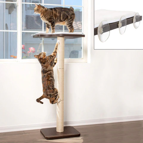 PetFusion Ultimate Cat Window Climbing Perch 45” Tall (Tree Sisal Scratching Posts, Modern Design Simply Suctions to Window. (Easy to Assemble) 1 Year Warranty for Manufacturer Defects - PetFusion